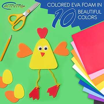 EVA Foam Sheets, 9 x 12 Inch, 10 Colors, 2mm Thick Handicraft Foam Paper for Arts and Crafts, by ACTIVITYya - 10 Sheets