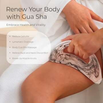 Scienlodic Gua Sha Massage Tool with Handle (Resin) Larger Guasha Body Scraping Tool for Back Legs Neck Massage, Lymphatic Drainage, Cellulite Remove - Large Black