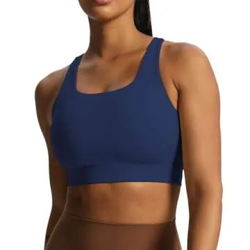 Aoxjox Women's Workout Sports Bras High Impact Fitness Backless Padded Training Gym Khloe Bra Yoga Crop Tank Top (Bellwether Blue, X-Small)