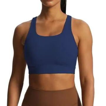 Aoxjox Women's Workout Sports Bras High Impact Fitness Backless Padded Training Gym Khloe Bra Yoga Crop Tank Top (Bellwether Blue, X-Small)