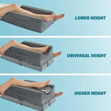 JOYWOO Memory Foam Leg Elevation Pillow - Post-Surgery, Knee and Ankle Injuries, Swelling - 3 Height Adjustments - Removable/Washable