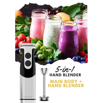 Premium 5-in-1 Immersion Hand Blender with 12 Speeds