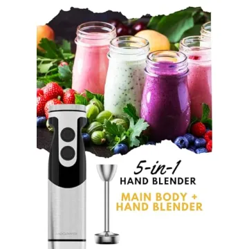Premium 5-in-1 Immersion Hand Blender with 12 Speeds