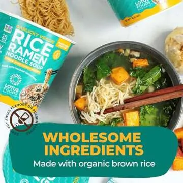 Lotus Foods Organic Garlicky Veggie Rice Ramen Noodle Soup - Ramen Noodles, Cup of Noodles, Instant Ramen Bowl, Made With Organic Brown Rice - 1.94 Oz Cups (Pack of 6)