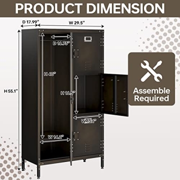 Multifunctional MIIIKO Steel Wardrobe Cabinet with Lock