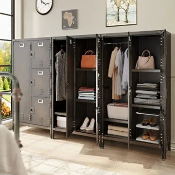 Multifunctional MIIIKO Steel Wardrobe Cabinet with Lock