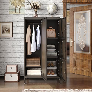 Multifunctional MIIIKO Steel Wardrobe Cabinet with Lock