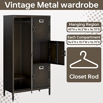 Multifunctional MIIIKO Steel Wardrobe Cabinet with Lock