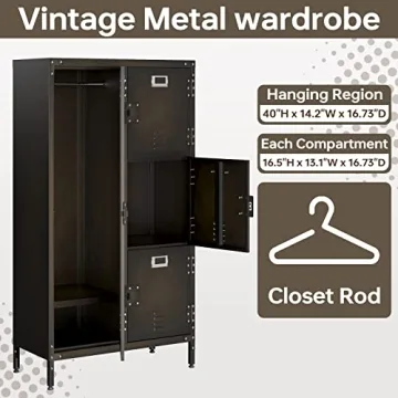 Multifunctional MIIIKO Steel Wardrobe Cabinet with Lock