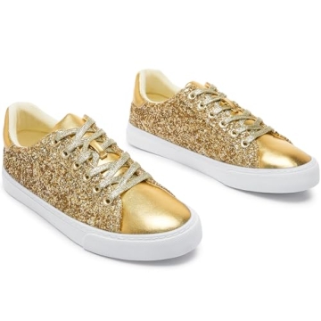 AISFAES Glitter Sneakers Lightweight Comfortable Fashion Shoes