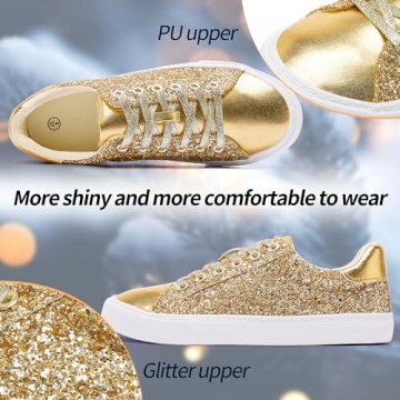 AISFAES Glitter Sneakers Lightweight Comfortable Fashion Shoes