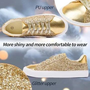 AISFAES Glitter Sneakers Lightweight Comfortable Fashion Shoes
