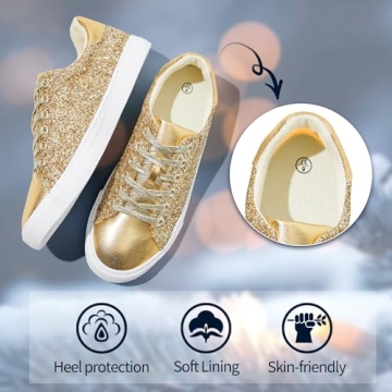 AISFAES Glitter Sneakers Lightweight Comfortable Fashion Shoes