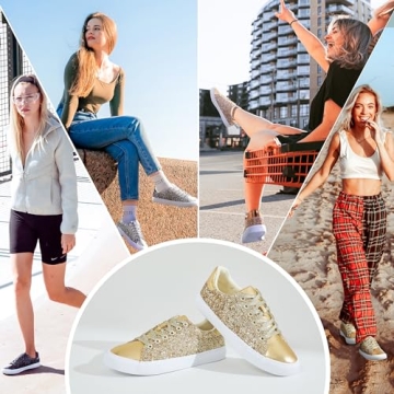 AISFAES Glitter Sneakers Lightweight Comfortable Fashion Shoes