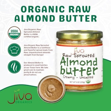Jiva Organics Raw Sprouted Almond Butter 8-Ounce Jar