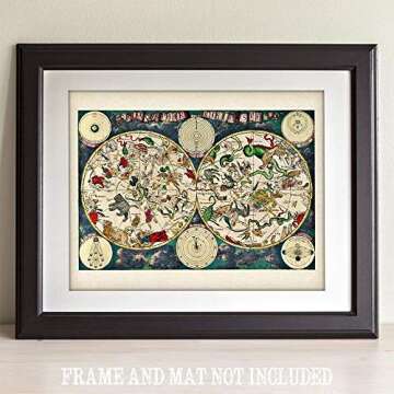 Astrology Posters - Planisphere Celeste Map - Zodiacs of the Night Sky -11x14 Unframed Art Print - G...