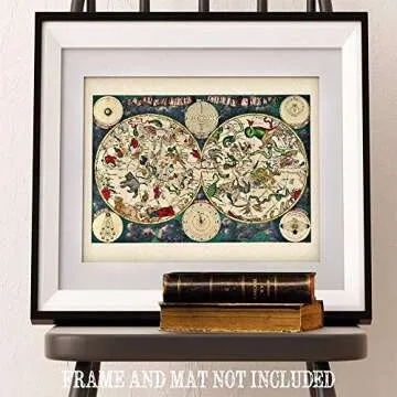 Astrology Posters - Planisphere Celeste Map - Zodiacs of the Night Sky -11x14 Unframed Art Print - Great Vintage Zodiac Poster, Astrology and Aptitude Vintage Home Wall Decor for Astrology Enthusiasts
