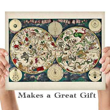 Astrology Posters - Planisphere Celeste Map - Zodiacs of the Night Sky -11x14 Unframed Art Print - Great Vintage Zodiac Poster, Astrology and Aptitude Vintage Home Wall Decor for Astrology Enthusiasts