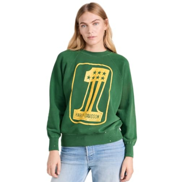MADEWORN ROCK Women's Harley Davidson Graphic Sweatshirt - Forest Green XS
