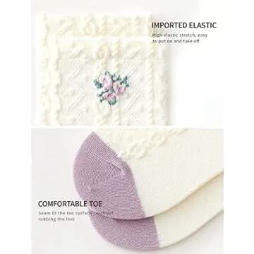 DOKUTOKU Purple Socks Women Casual Crew Socks Cotton Cute Ladies Socks 3 Pairs Fashion Gifts for Women Girls (flyer purple crew socks 518293)