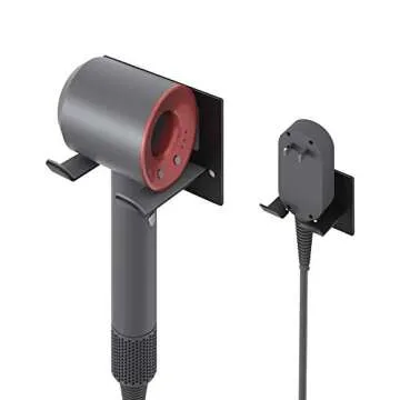 XIGOO Self Adhesive Hair Dryer Holder Wall Mounted - Adhesive Bathroom Hair Blow Dryer Rack Organizer Compatible with Supersonic Hair Dryers (Black)