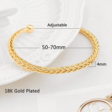Gold Plated Cuff Bangle Bracelet for Women - POTESSA