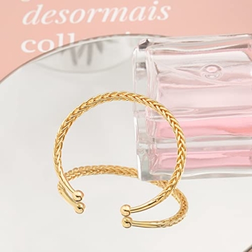 Gold Plated Cuff Bangle Bracelet for Women - POTESSA