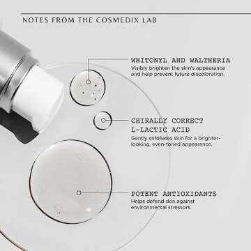 COSMEDIX Simply Brilliant 24/7 Brightening Serum, Brightens the Look of Skin & Helps Prevent Discoloration, Gently Exfoliates Dead Skin, L-Lactic Acid & Antioxidants, Cruelty & Gluten Free