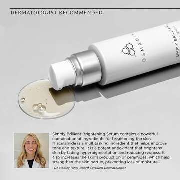 COSMEDIX Simply Brilliant 24/7 Brightening Serum, Brightens the Look of Skin & Helps Prevent Discoloration, Gently Exfoliates Dead Skin, L-Lactic Acid & Antioxidants, Cruelty & Gluten Free