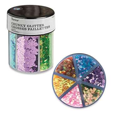 Darice 6-Color Chunky Glitter Caddy, Pastels