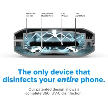 PhoneSoap Wireless UV Phone Sanitizer & Universal Phone Charger Box with Qi Charging | Patented & Clinically Proven 360-Degree UV-C Light Sanitizer | Disinfects and Charges All Phones (Gunmetal Grey)