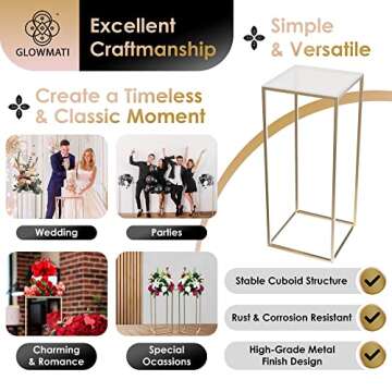 GLOWMATI Detachable Gold Flower Stand Set for Events