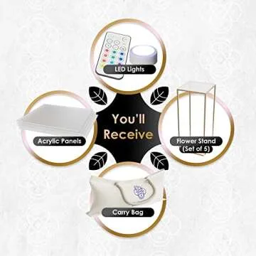 GLOWMATI Detachable Gold Flower Stand Set for Events