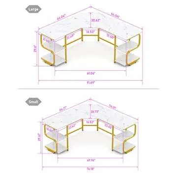 Teraves Modern L Shaped Desk with 4-Tier Shelves