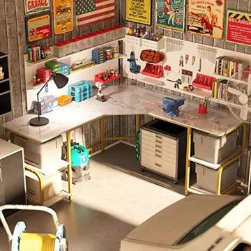 Teraves Modern L Shaped Desk with 4-Tier Shelves