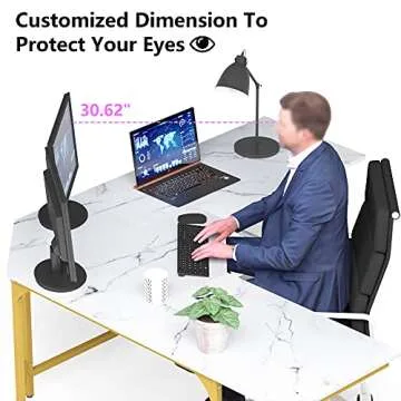 Teraves Modern L Shaped Desk with 4-Tier Shelves