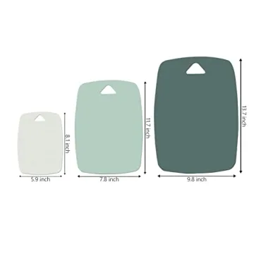 BALMYSPACE Kitchen Plastic Cutting Board Set of 3, Professional Multi Color Chopping Boards Sets,Dishwasher Safe Cutting Boards for Fruit Meat Kitchen, Green