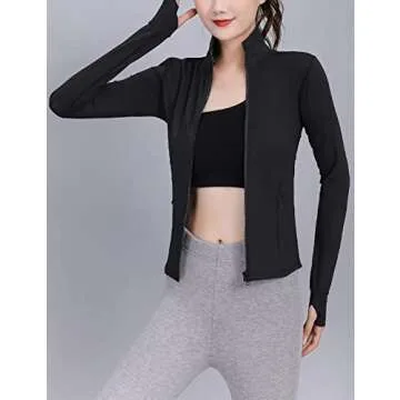Lightweight Full Zip Workout Crop Jacket for Women