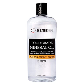 Thirteen Chefs Mineral Oil - 12oz Food Grade Conditioner for Wood Cutting Board, Countertop & Butche...