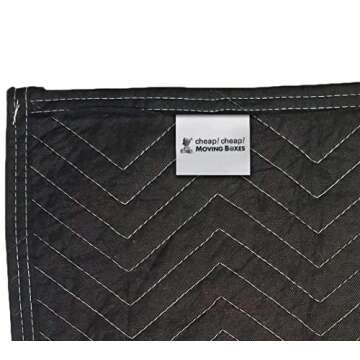 Durable Pro Moving Blankets - Pack of 12, Blue/Black Zig Zag Design