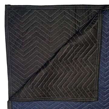 Pro Moving Blankets - Pack of 12, 72x80, Blue/Black