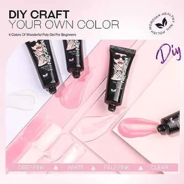 Morovan Poly Gel Nail Colors Kit: 4 Colors Clear Pink Poly Nail Gel with Slip Solution Extension Builder Gel for Nails Poly Gel Set Manicure DIY Design Nail Art Home Salon Beauty Gift for Women