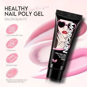 Morovan Poly Gel Nail Colors Kit: 4 Colors Clear Pink Poly Nail Gel with Slip Solution Extension Builder Gel for Nails Poly Gel Set Manicure DIY Design Nail Art Home Salon Beauty Gift for Women