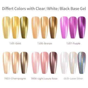 MAYCHAO Chrome Nail Powder 6Pcs Classic Mirror Effect Metallic Dust Holographic Glitter Glazed Manicure Decoration Reflective Pigment for DIY Gel Polish Nail Art, Resin Craft, Gifts