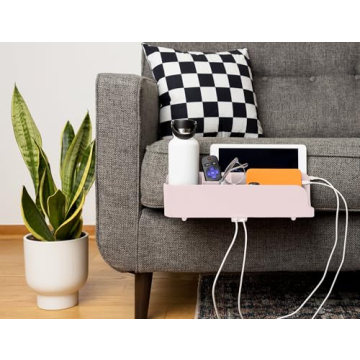 Squirrel-Bedside Perch for College Dorm Room Lofted Bed, Floating Organizer with USB-C & A Charging Ports, Teenage Gifts, Christmas Gifts for teens Girls, Dorm Room Gifts, Gifts for college, Pink