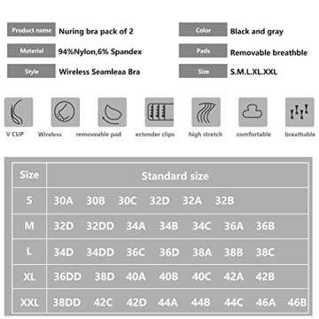 Angelhood Nursing Bra Womens Maternity Breastfeeding Bra Seamless Sleep Bra No Underwire with Bra Ex...