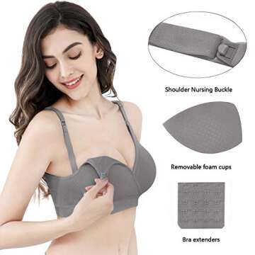 Angelhood Nursing Bra Womens Maternity Breastfeeding Bra Seamless Sleep Bra No Underwire with Bra Extenders Pack of 2