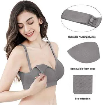 Comfortable Nursing Bra with Extenders for Moms