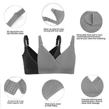 Comfortable Nursing Bra with Extenders for Moms
