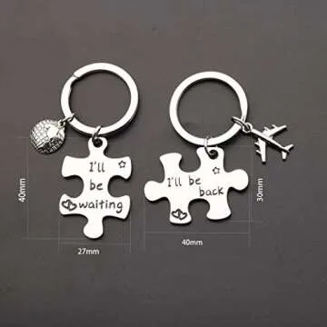 Lywjyb Birdgot Puzzle Keychain Couples Set Long Distance Relationships Gifts For Couples Love Friendship Gift (Silver)